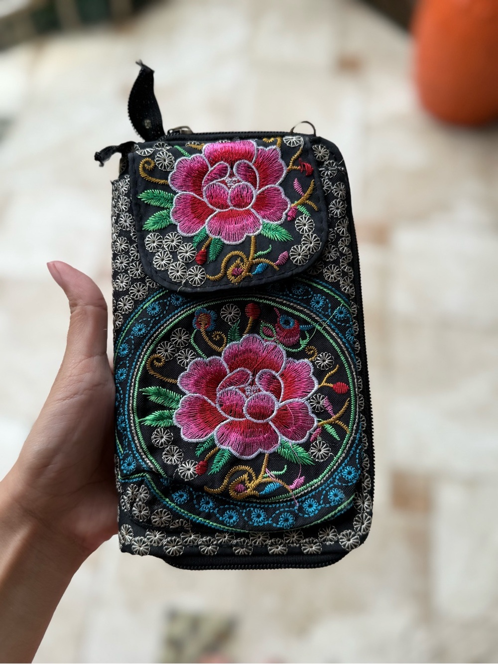 Embroidered Floral Wallet